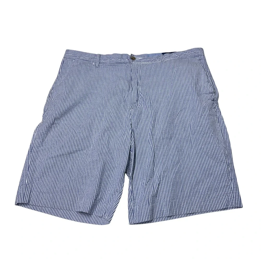 Polo Ralph Lauren Mens 36X9 Seersucker Shorts Blue White Striped Stretch Classic